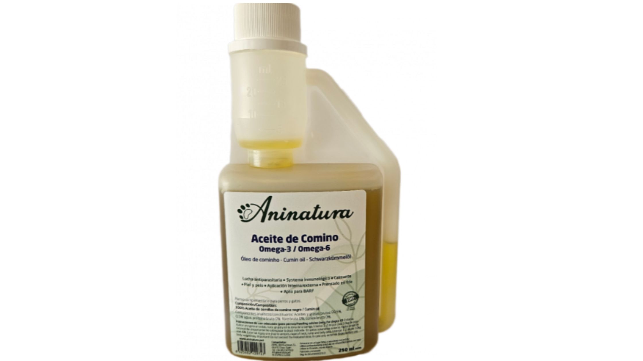 Botella de aceite de comino negro para perros de Aninatura