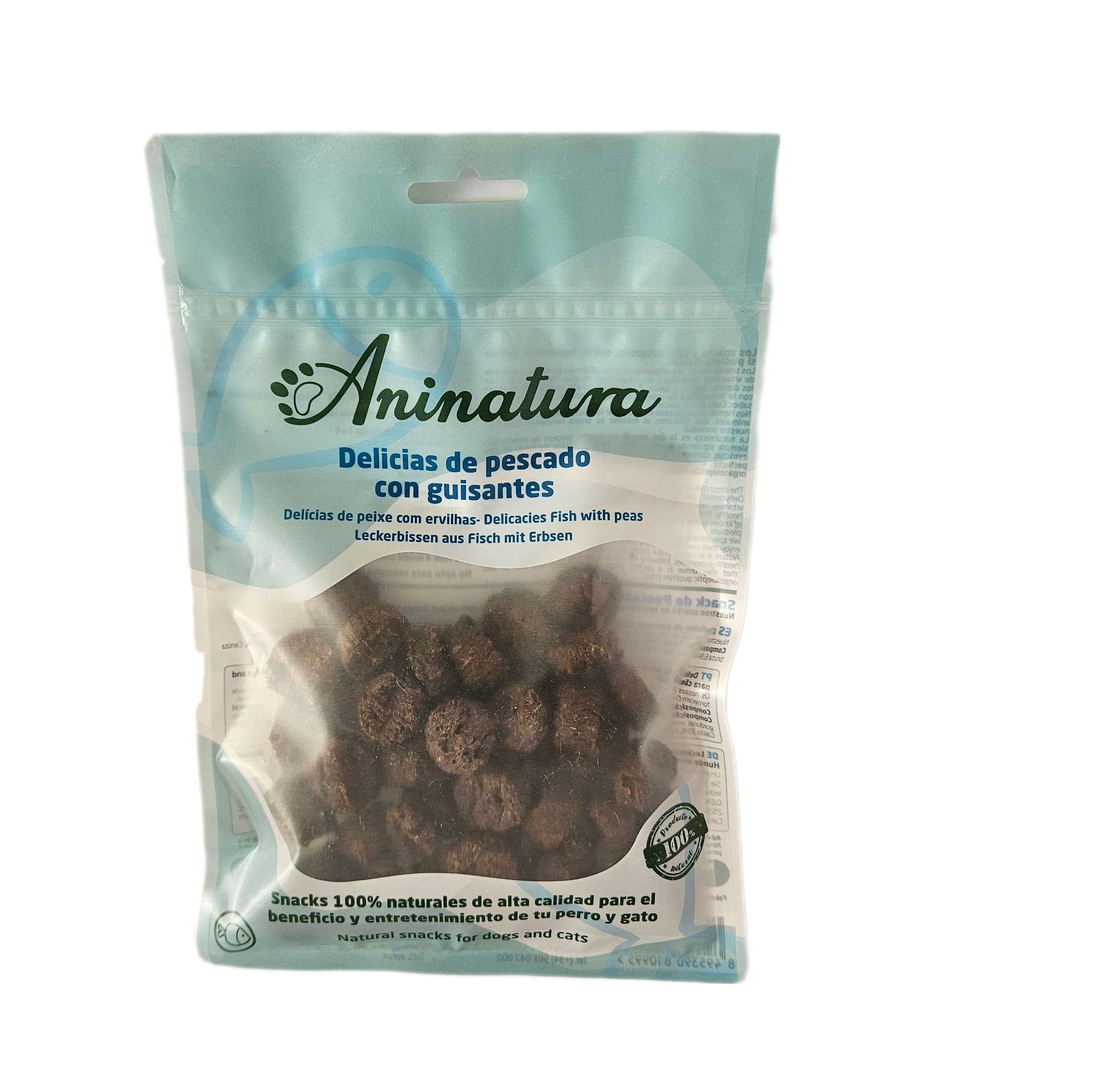Delicias d epescado con guisantes para perros