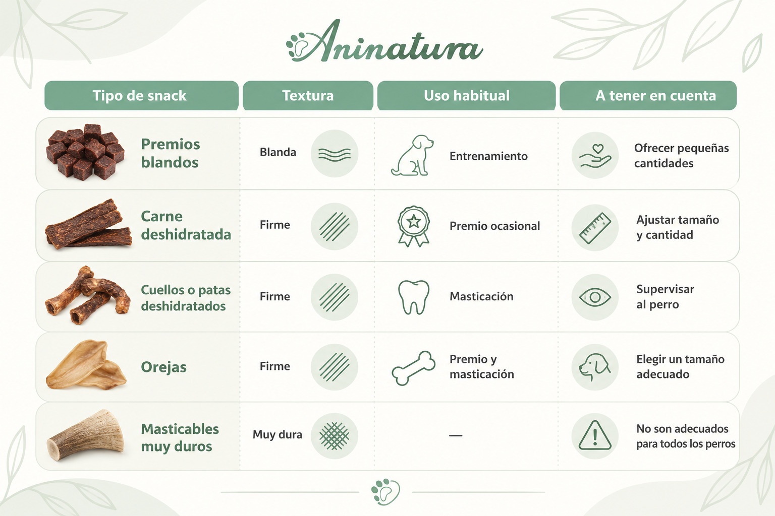Infografía de tipos de snacks naturales